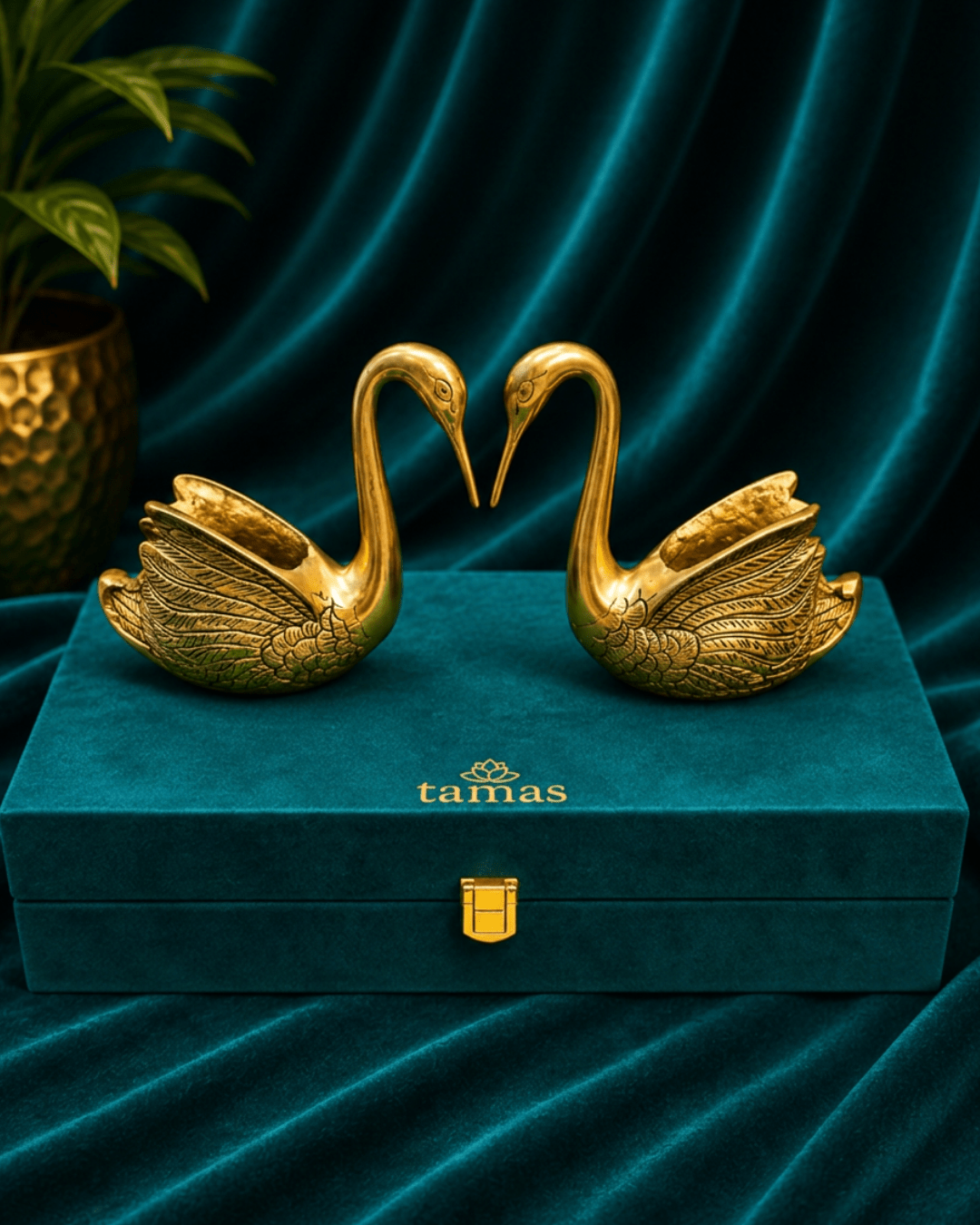 Tamas Brass Swan Pair Showpiece (5.5 inch) – Elegant Brass Home Decor with Premium Gift Box - Tamas Luxury Gifts