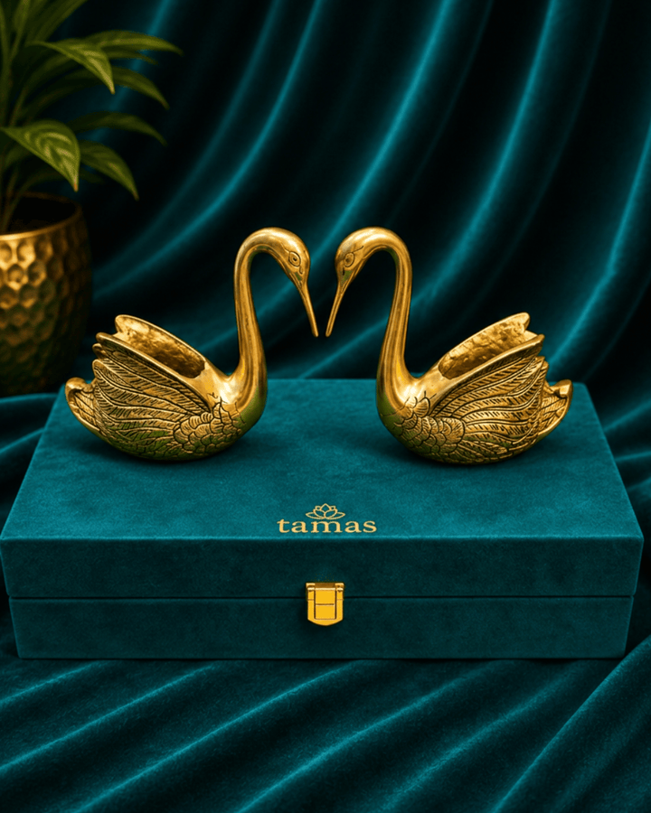 Tamas Brass Swan Pair Showpiece (5.5 inch) – Elegant Brass Home Decor with Premium Gift Box - Tamas Luxury Gifts