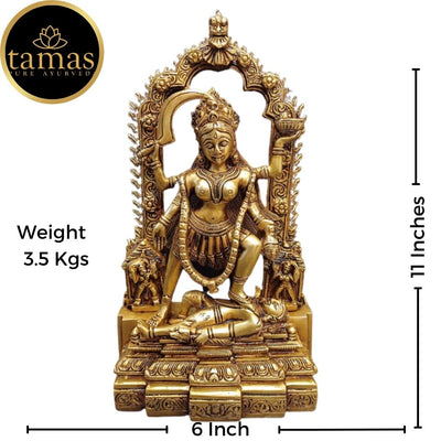 Tamas Brass Maa Kali - Maa Durga Deity - Devi Jagdamba Statue/Idol (Golden) (11 Inches)