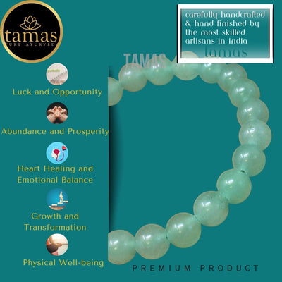 Tamas Green Aventurine Healing Crystal Gemstone Stretchable Bracelet