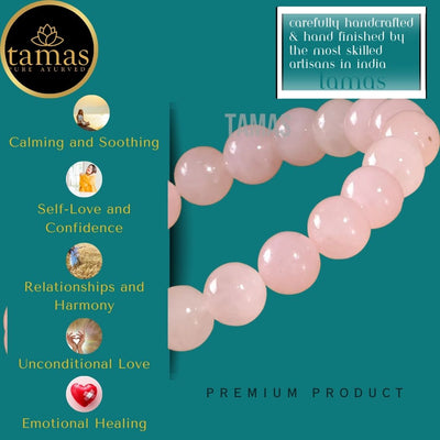 Tamas Rose Quartz Healing Crystal Gemstone Stretchable Bracelet