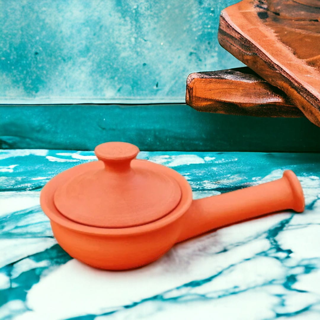 Tamas Handcrafted Terracotta Natural Clay Tadka Pan (Brown) - Tamas: Luxury Indian Gifts