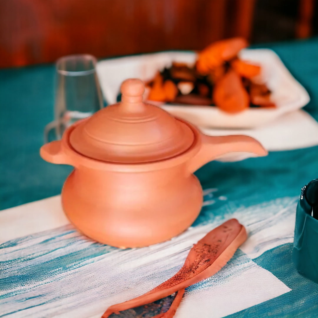 Tamas Handcrafted Terracotta Natural Clay Handi Shaped Cooker (Brown)