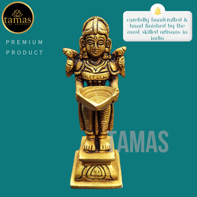 Tamas Brass Lady Holding a Lamp Statue (4.3 Inch)