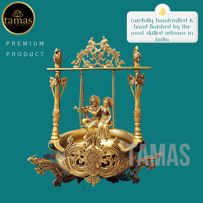 Tamas Brass Urli With Radha Krishna (25 Inches)