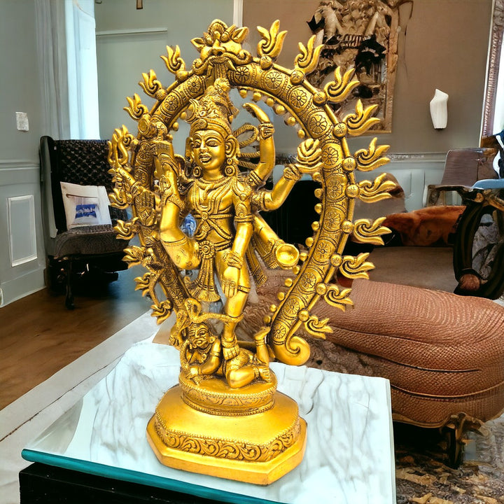 Tamas Brass Urdhava Tandava By Shiva Statue (16.7 Inches) (Golden)