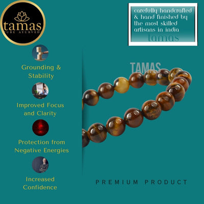 Tamas Tiger Eye Healing Crystal Gemstone Stretchable Bracelet