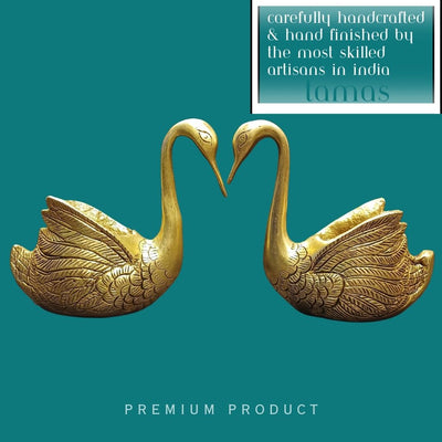 Tamas Brass Swan Home Interior Decor Item Statue/Idol (Golden) (5 Inches)