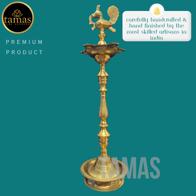 Tamas Brass Peacock Diya Stand (33 Inches)