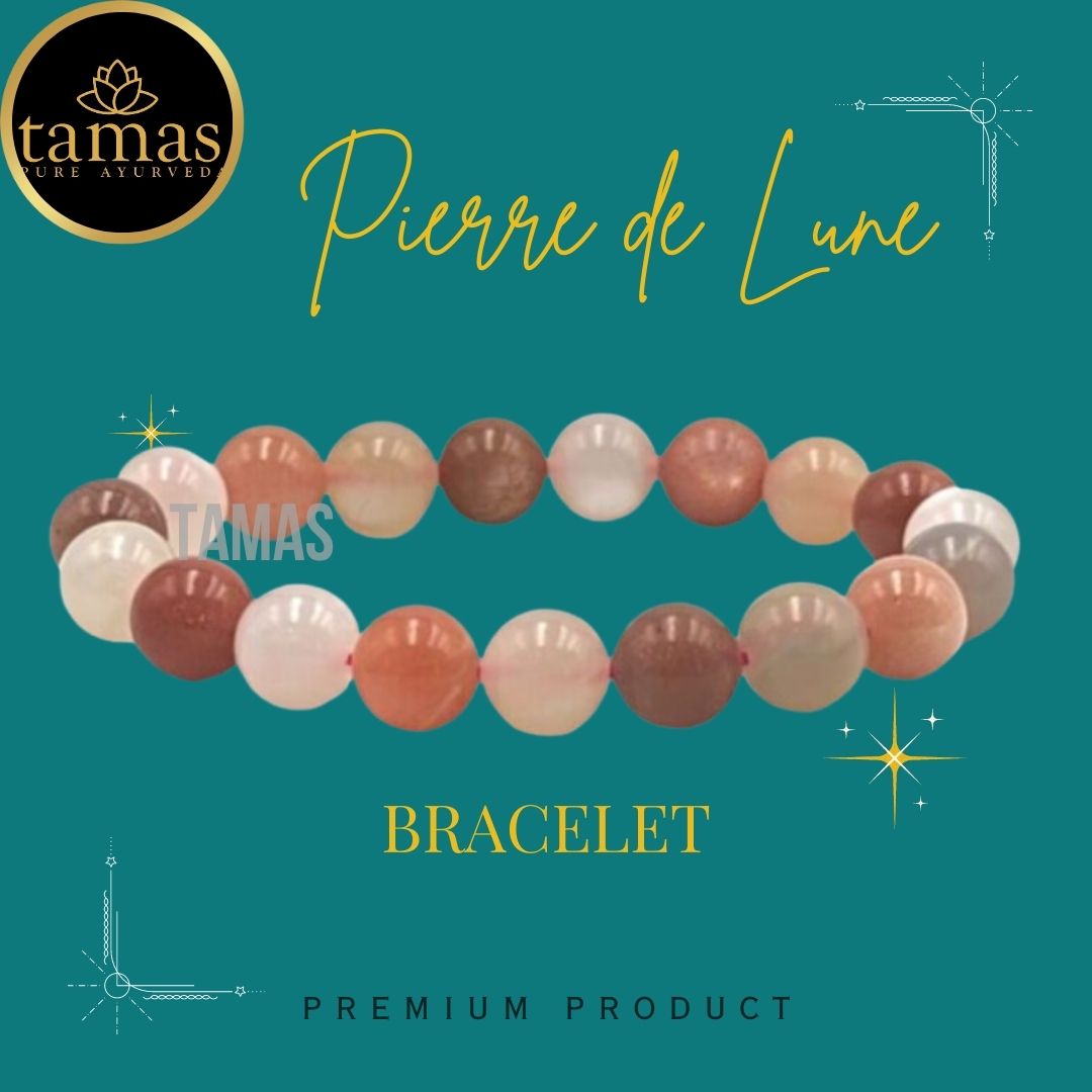 Tamas Pierre de Lune Healing Crystal Gemstone Stretchable Bracelet