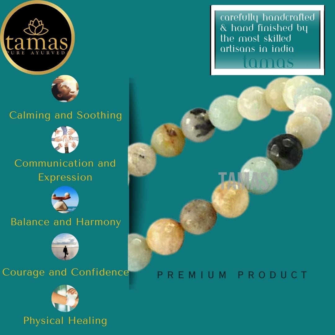 Tamas Amazonite Healing Crystal Stretchable Bracelet - Tamas: Luxury Indian Gifts