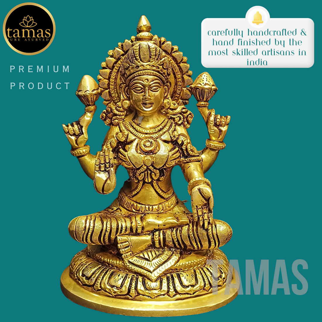Tamas Brass Lakshmi Statue (7.2 Inches) | | Free Premium Gift Box