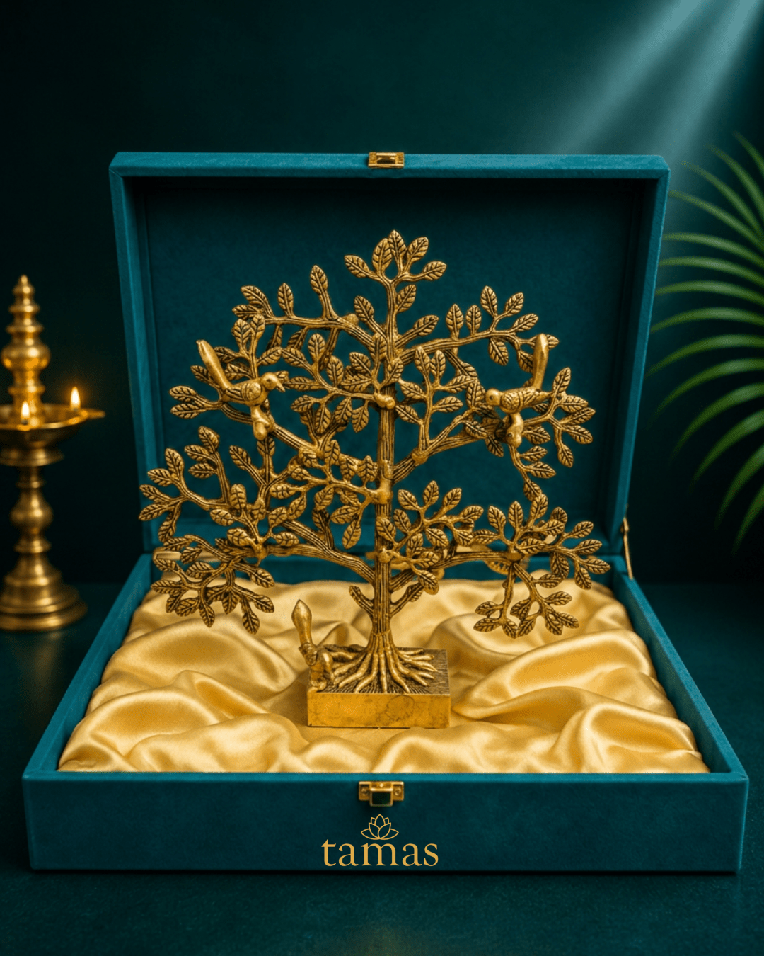 Brass Kalpavriksha Tree/ Tree of Life (12 inches H) with Gift Box – Wish-Fulfilling Brass Tree for Home, Office & Gifting - Tamas Luxury Gifts