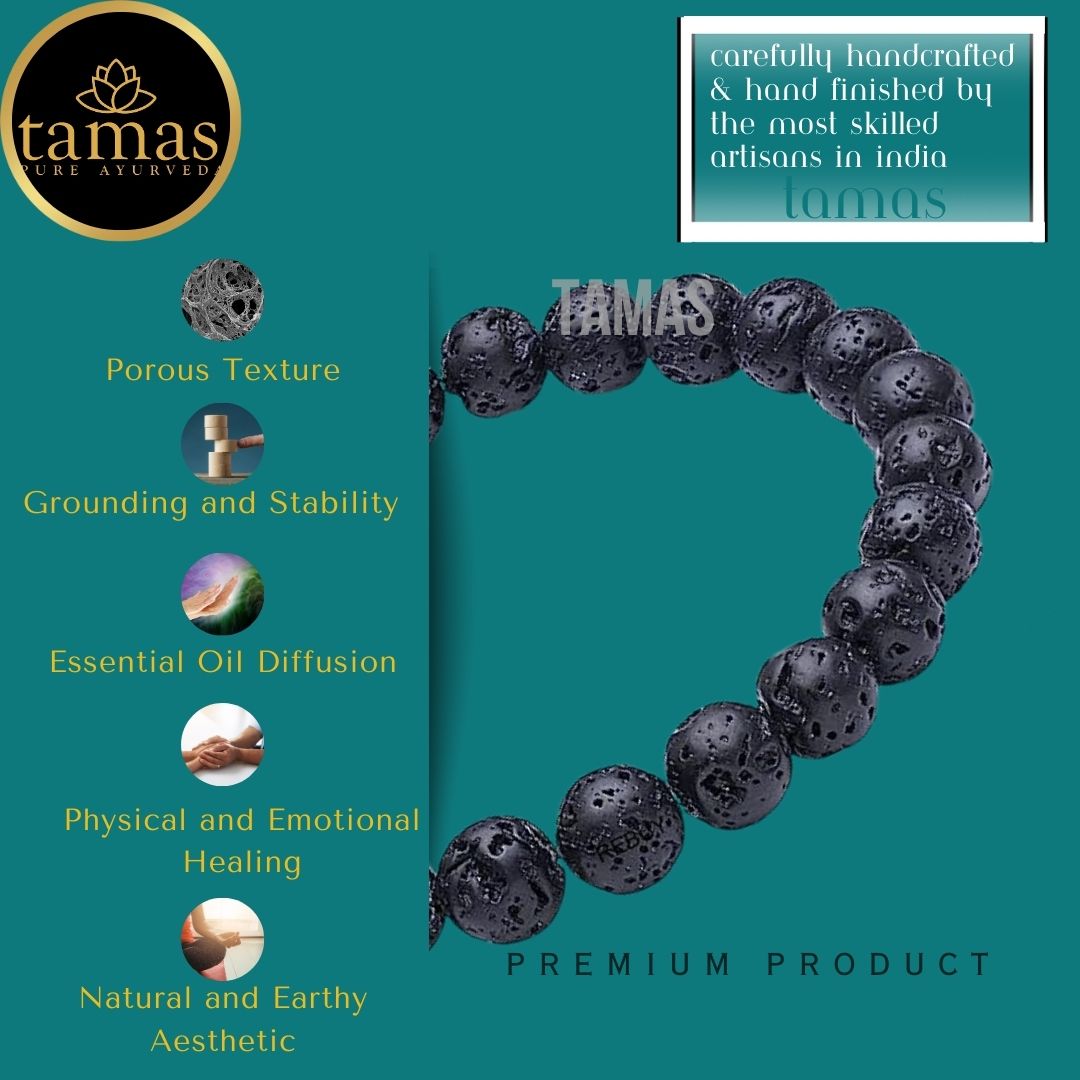 Lava Stone Healing Crystal Gemstone Stretchable Bracelet