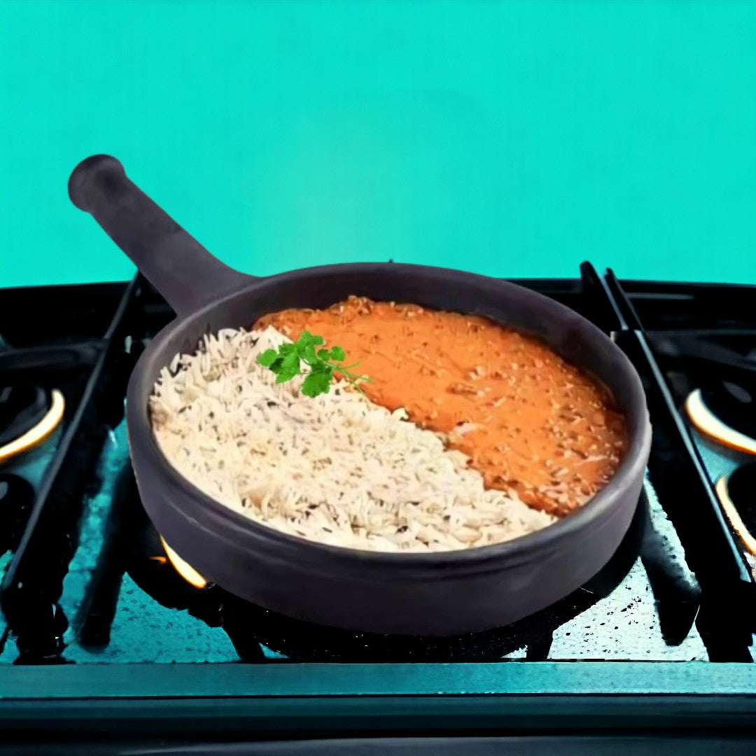 Tamas Handcrafted Black Natural Clay Fry Pan (Black)