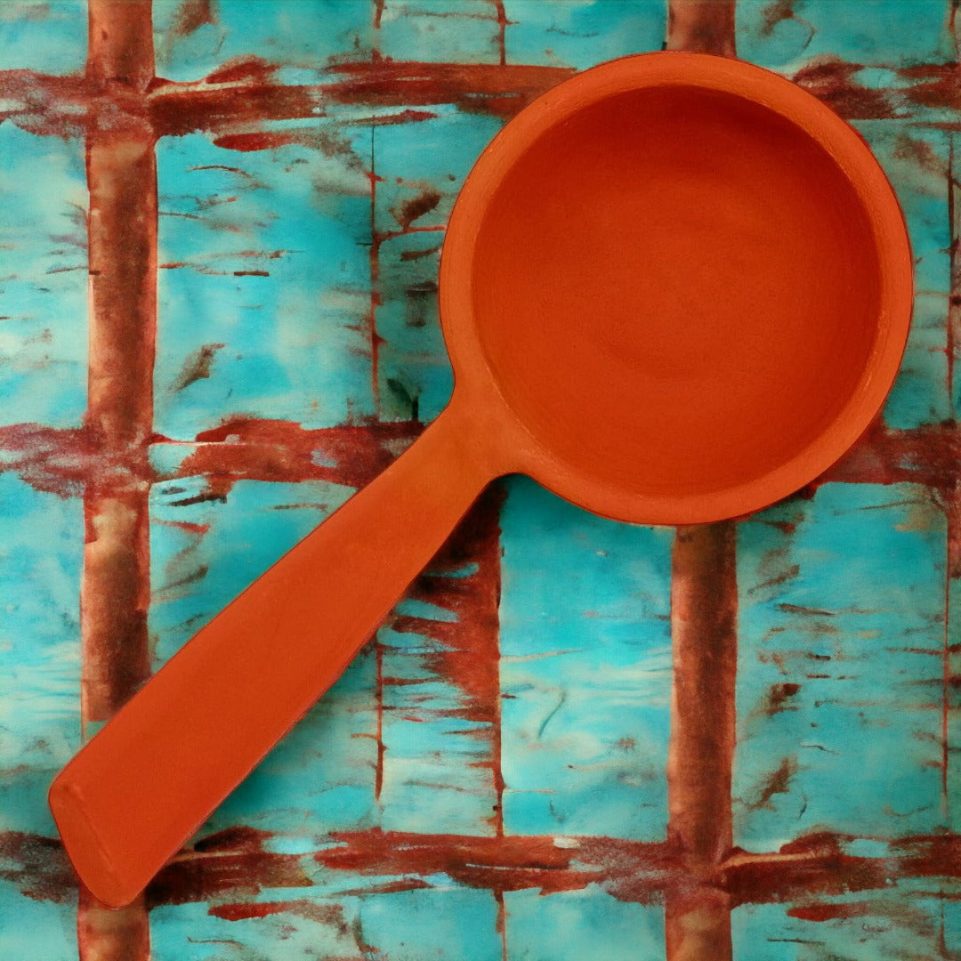 Tamas Handcrafted Terracotta Natural Clay Desi Tadka Pan (Brown)