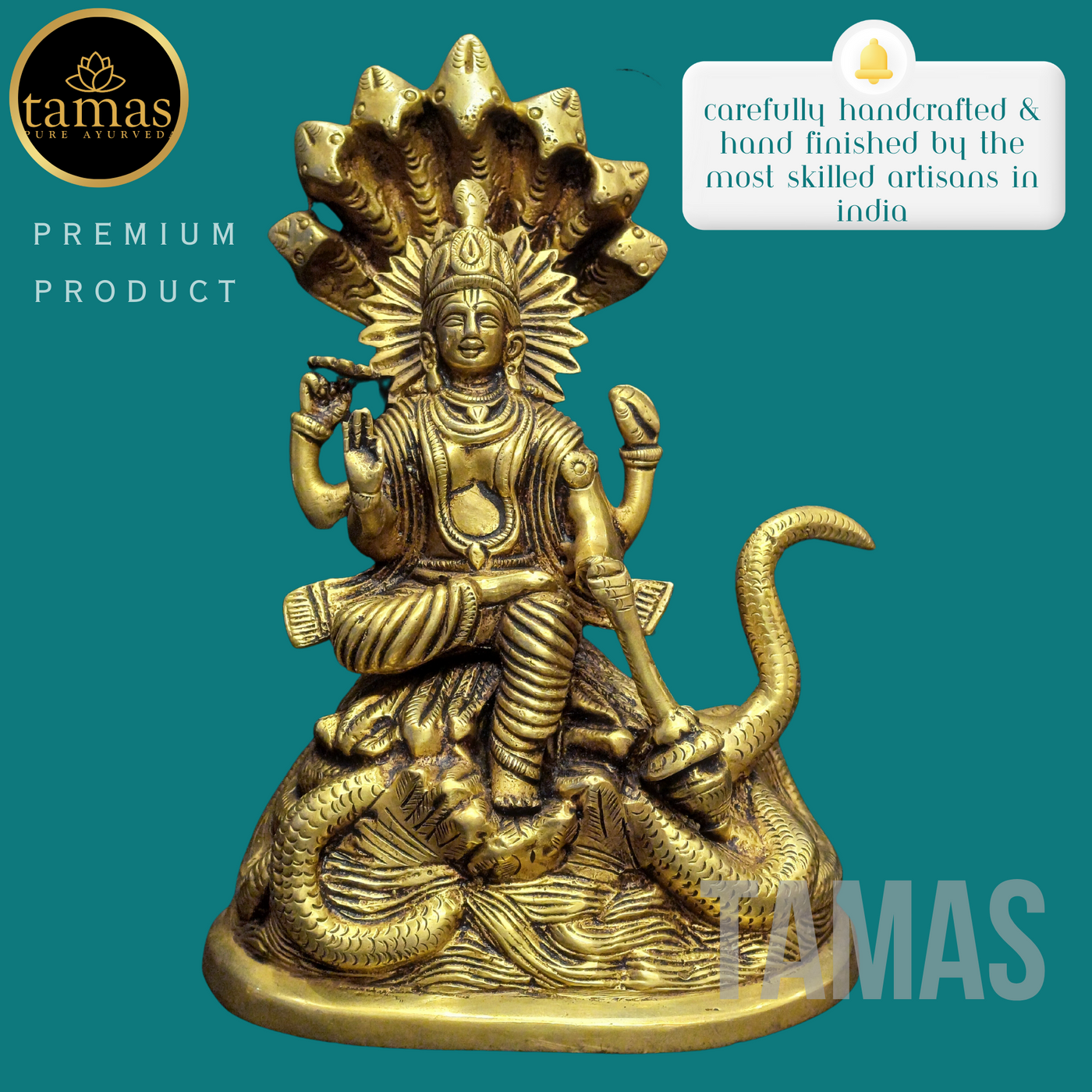 Tamas Brass Vishnu With Naag Statue (7.5 Inches)