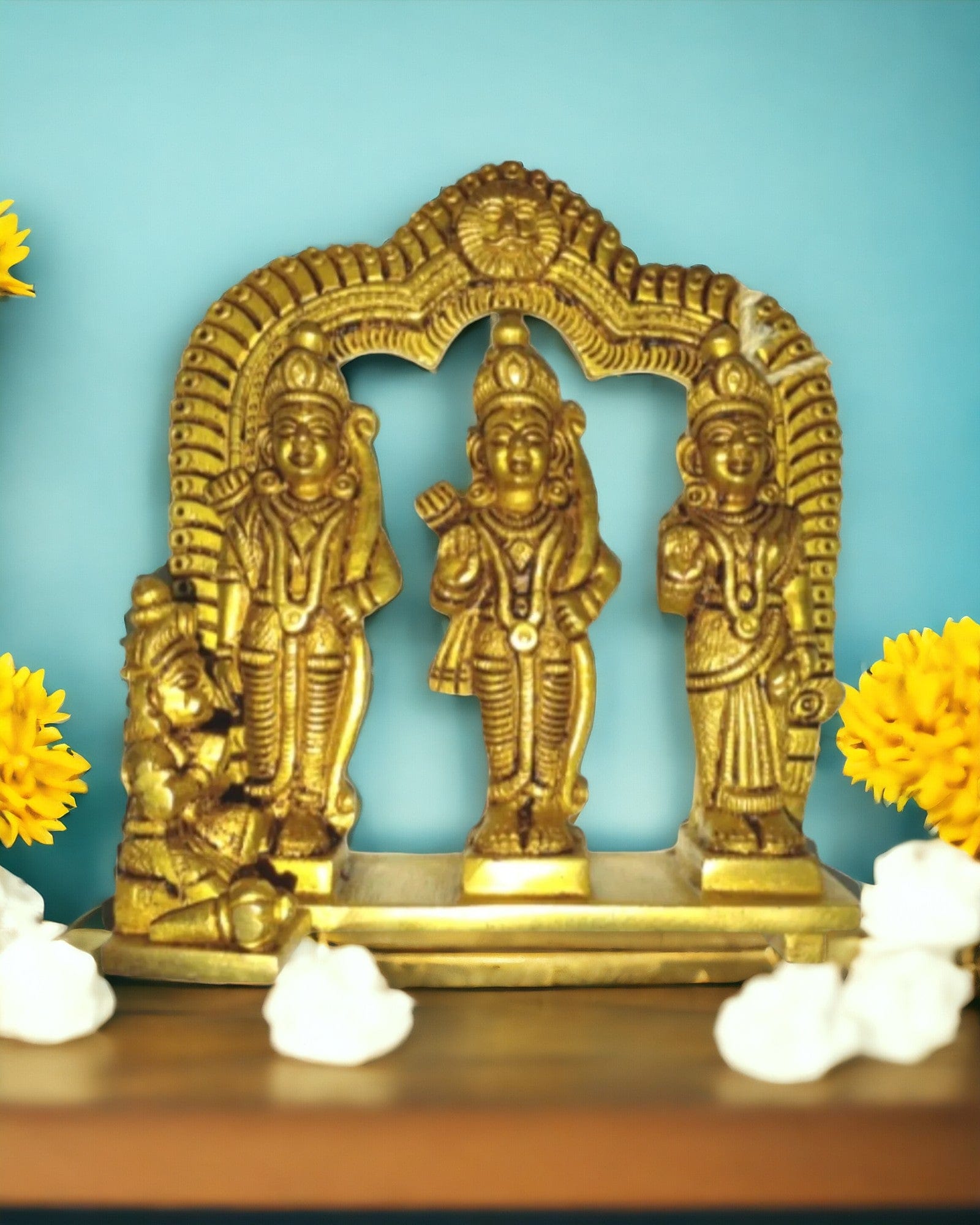 Tamas Brass Shri Ram Darbar Idol (Golden) Height: 6 inches - Tamas: Luxury Indian Gifts