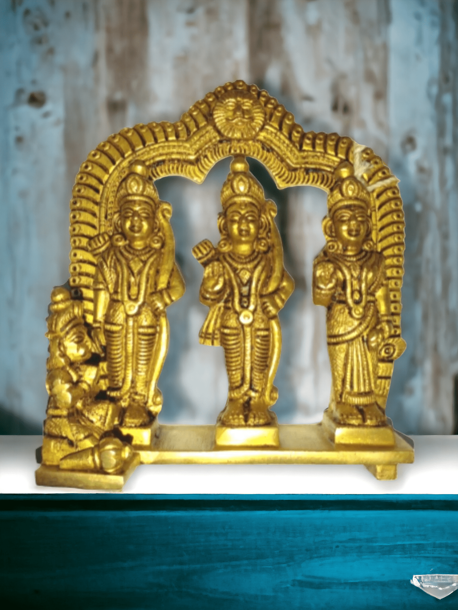 Tamas Brass Shri Ram Darbar Idol (Golden) Height: 6 inches - Tamas: Luxury Indian Gifts