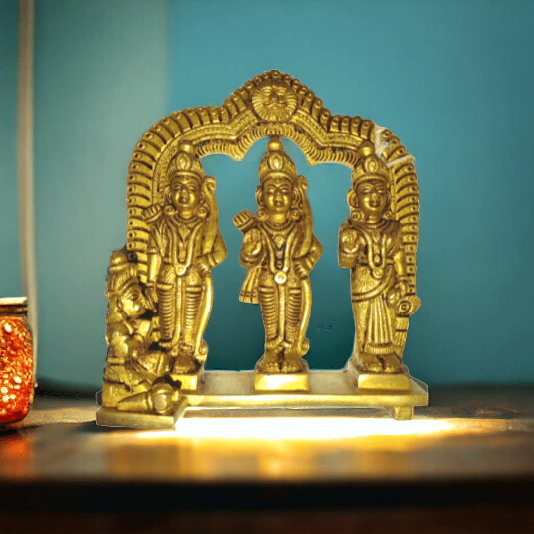 Tamas Brass Shri Ram Darbar Idol (Golden) Height: 6 inches - Tamas: Luxury Indian Gifts