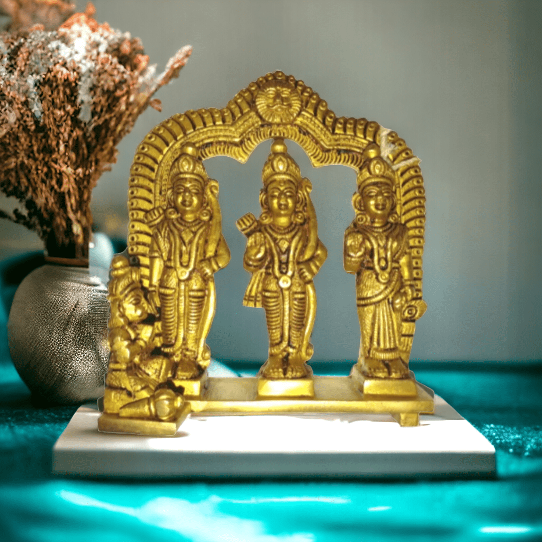 Tamas Brass Shri Ram Darbar Idol (Golden) Height: 6 inches - Tamas: Luxury Indian Gifts