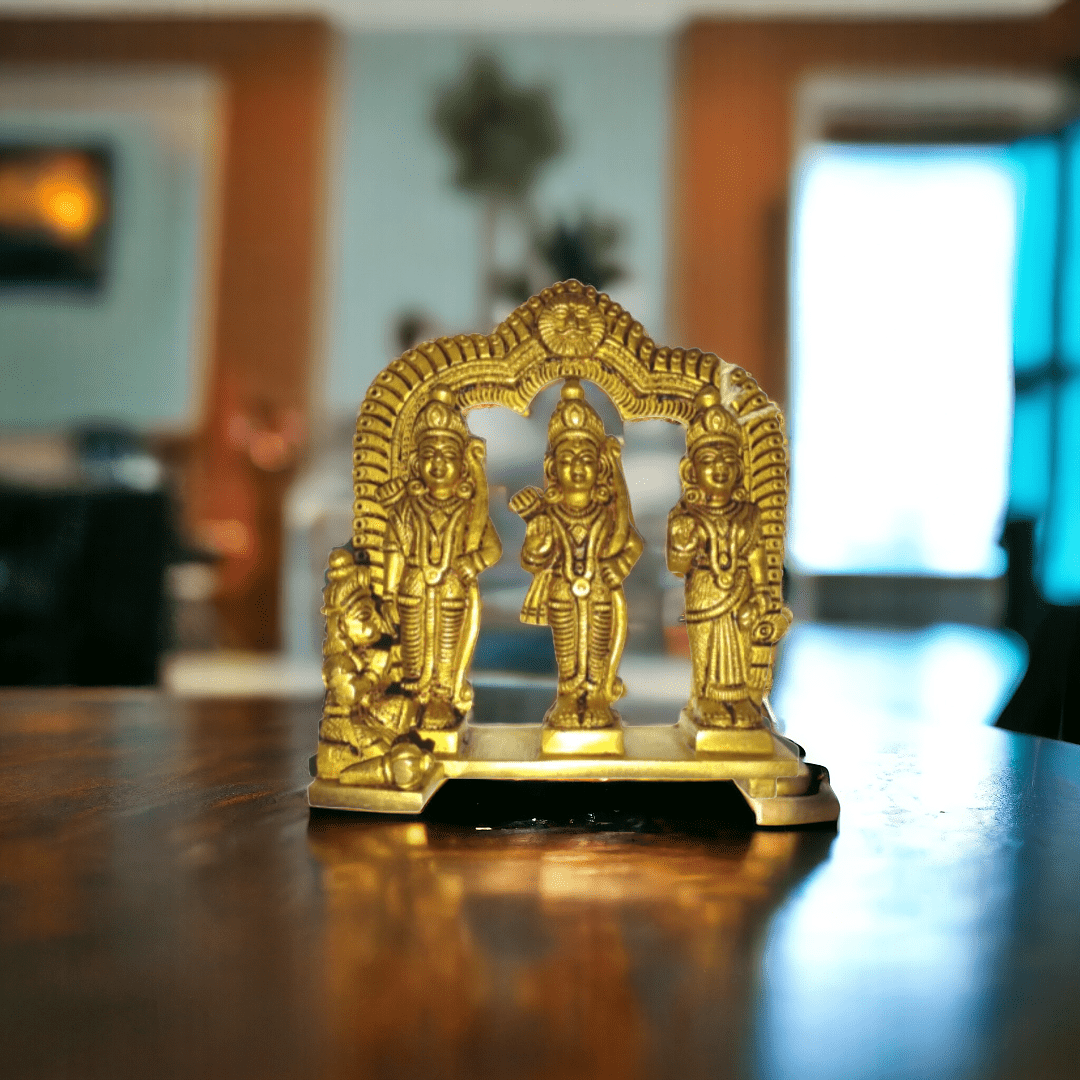 Tamas Brass Shri Ram Darbar Idol (Golden) Height: 6 inches - Tamas: Luxury Indian Gifts