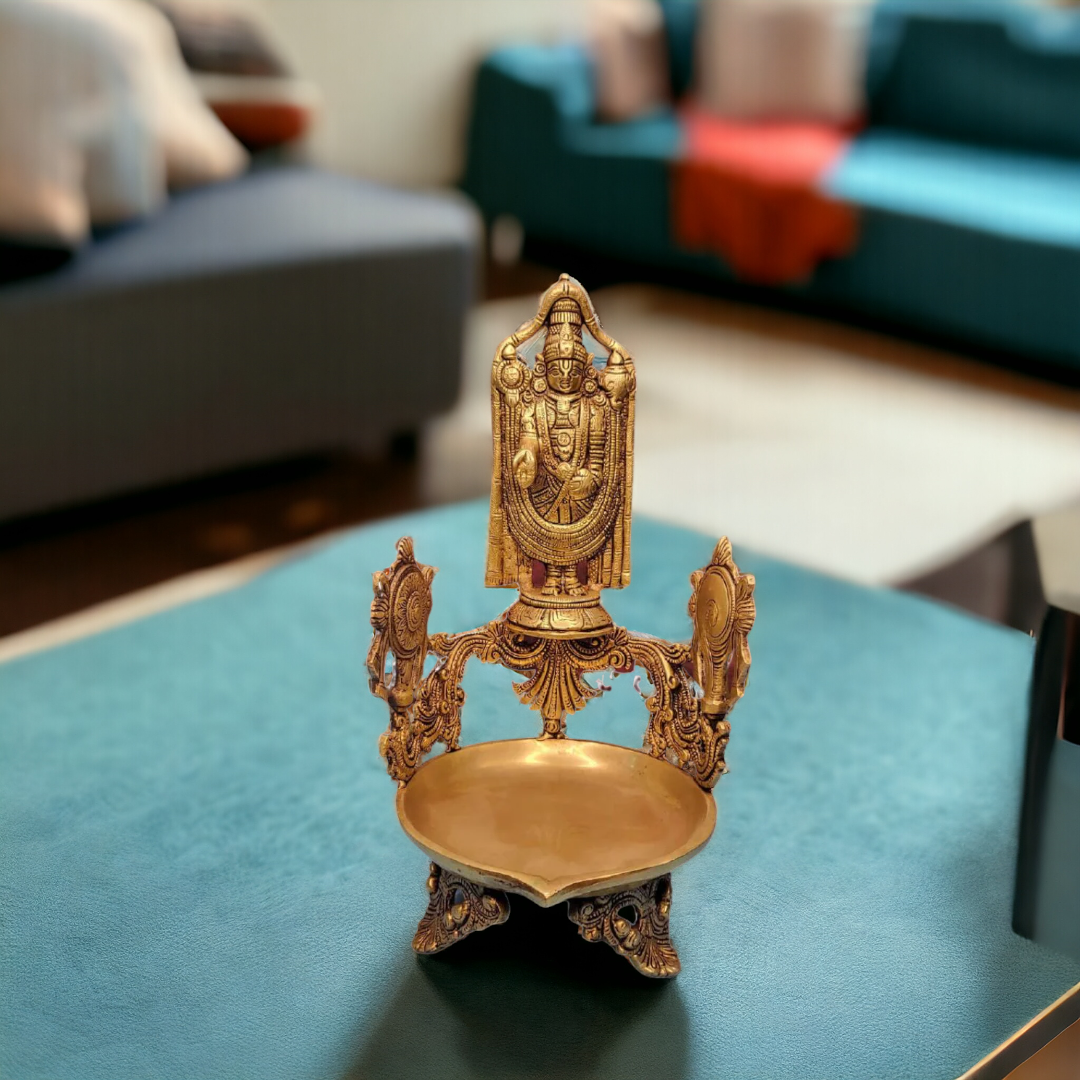Tamas Brass Handcrafted Tirupati Balaji Urli With Antique Finish (7 x 7 x 14 Inches, Golden) (Pack of 1)