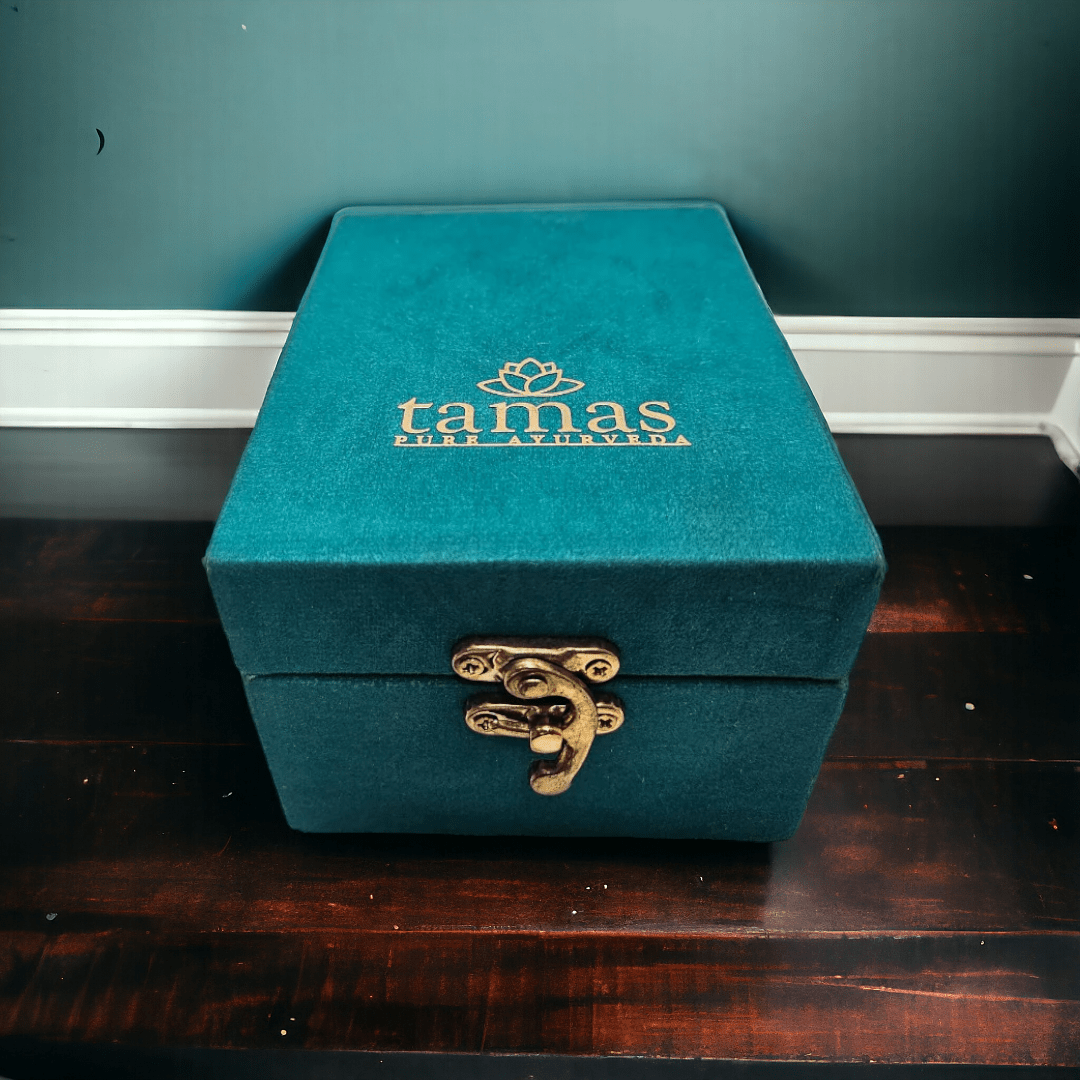 Tamas Brass Leaf Diya with Stand Ethnic Design Handmade (Golden) (2.2 Inches)| Free Luxury Gift box - Tamas: Luxury Indian Gifts