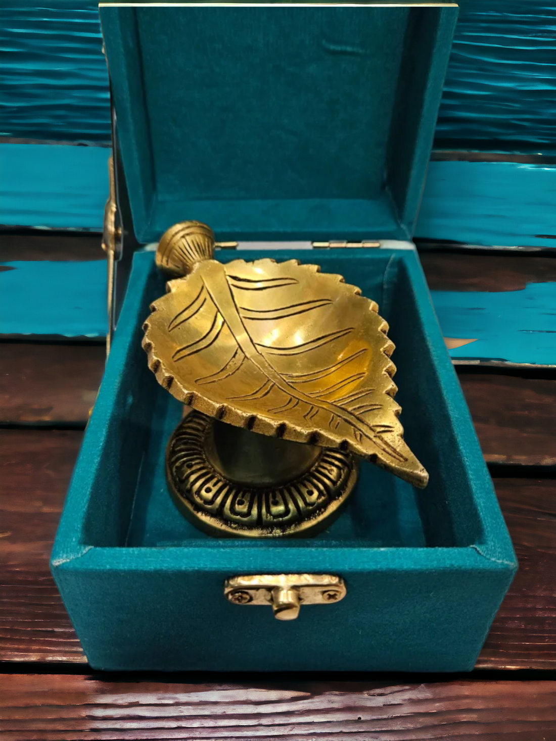Tamas Brass Leaf Diya with Stand