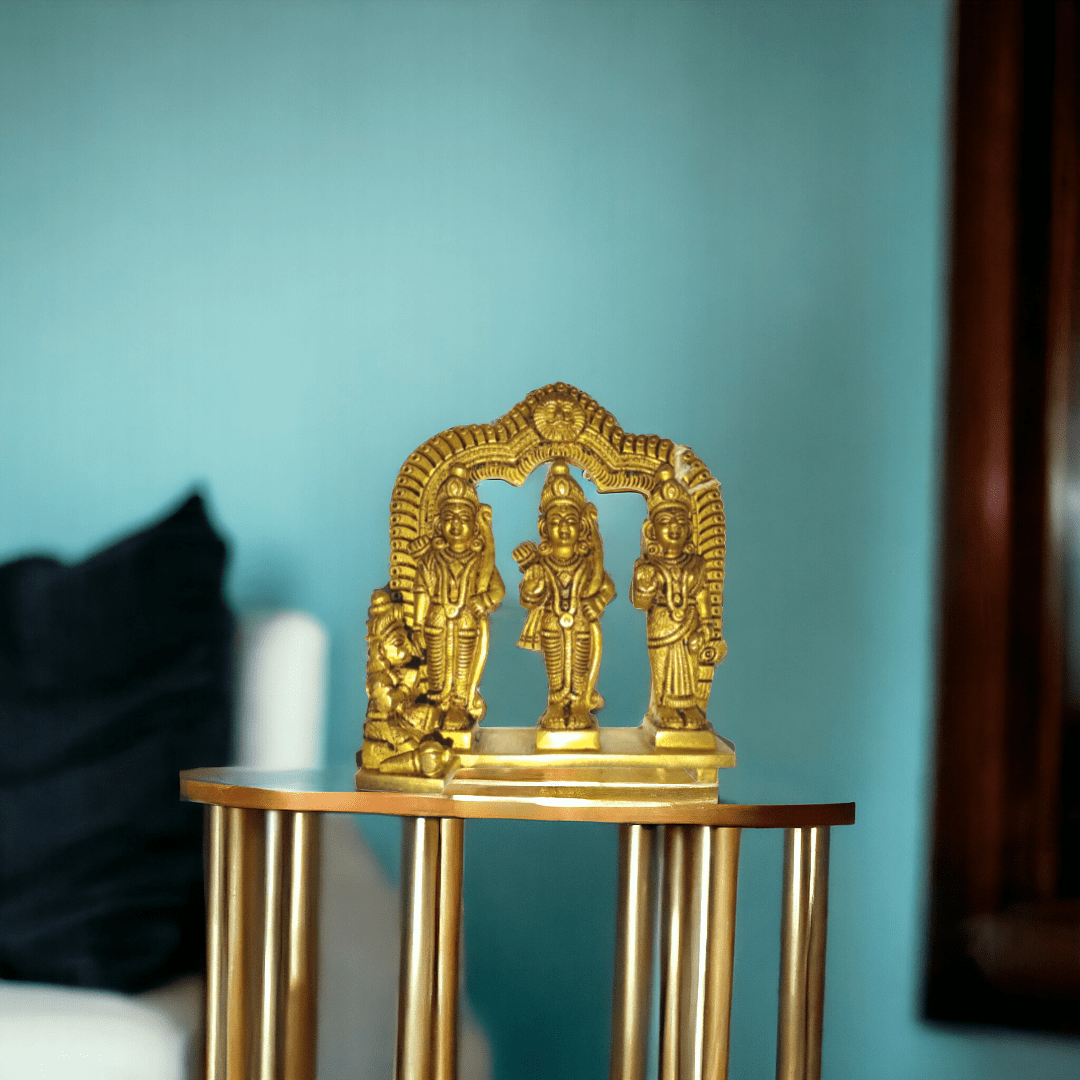 Tamas Brass Shri Ram Darbar Idol (Golden) Height: 6 inches - Tamas: Luxury Indian Gifts