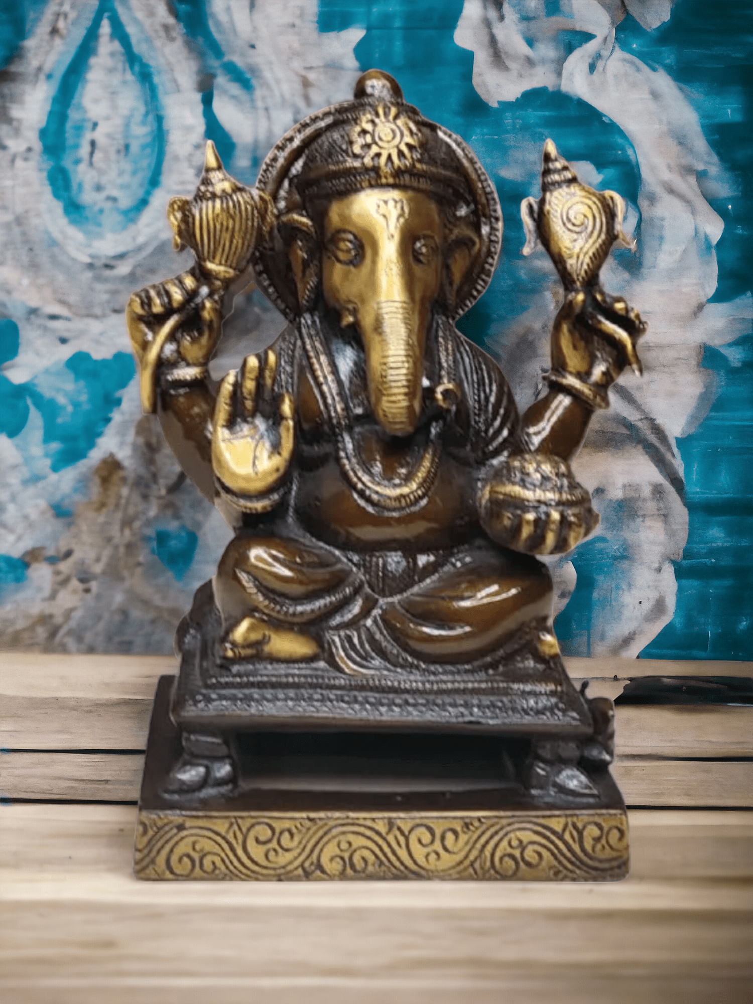 Brass Lord Ganesha Vinayaka Vighnaharta Statue  Idol