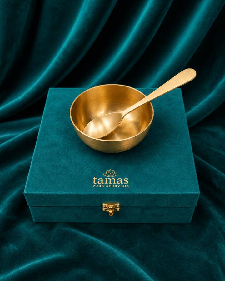 Tamas Bronze Bowl and Spoon Set - Kansa Katori and Chammach Set - Tamas Luxury Gifts