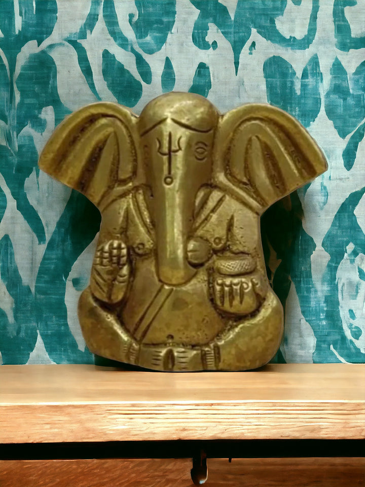 Tamas Brass Ganesha Statue for Temple (Golden) Height: 2 inches