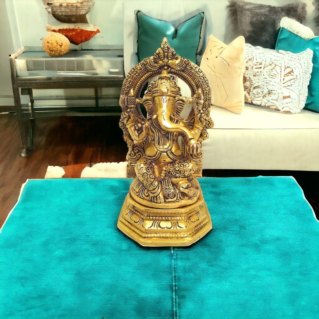 Tamas Antique Finish Brass Ganesha Statue for Home Temple (Height 7 Inches) - Tamas: Luxury Indian Gifts