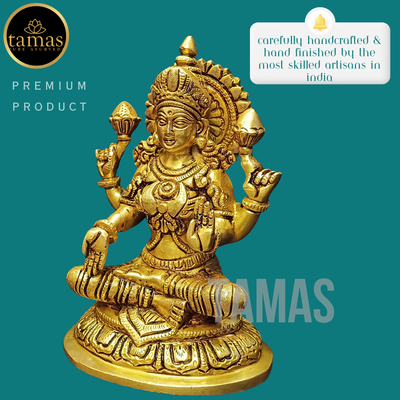 Tamas Brass Lakshmi Statue (7.2 Inches) | | Free Premium Gift Box