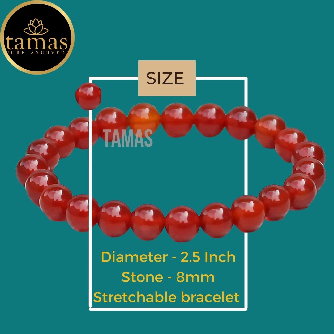 Tamas Red Carnelian Healing Crystal Gemstone Stretchable Bracelet