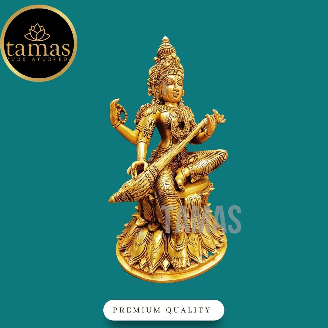 Tamas Brass Saraswati Maa Statue / Idol (14 Inch)