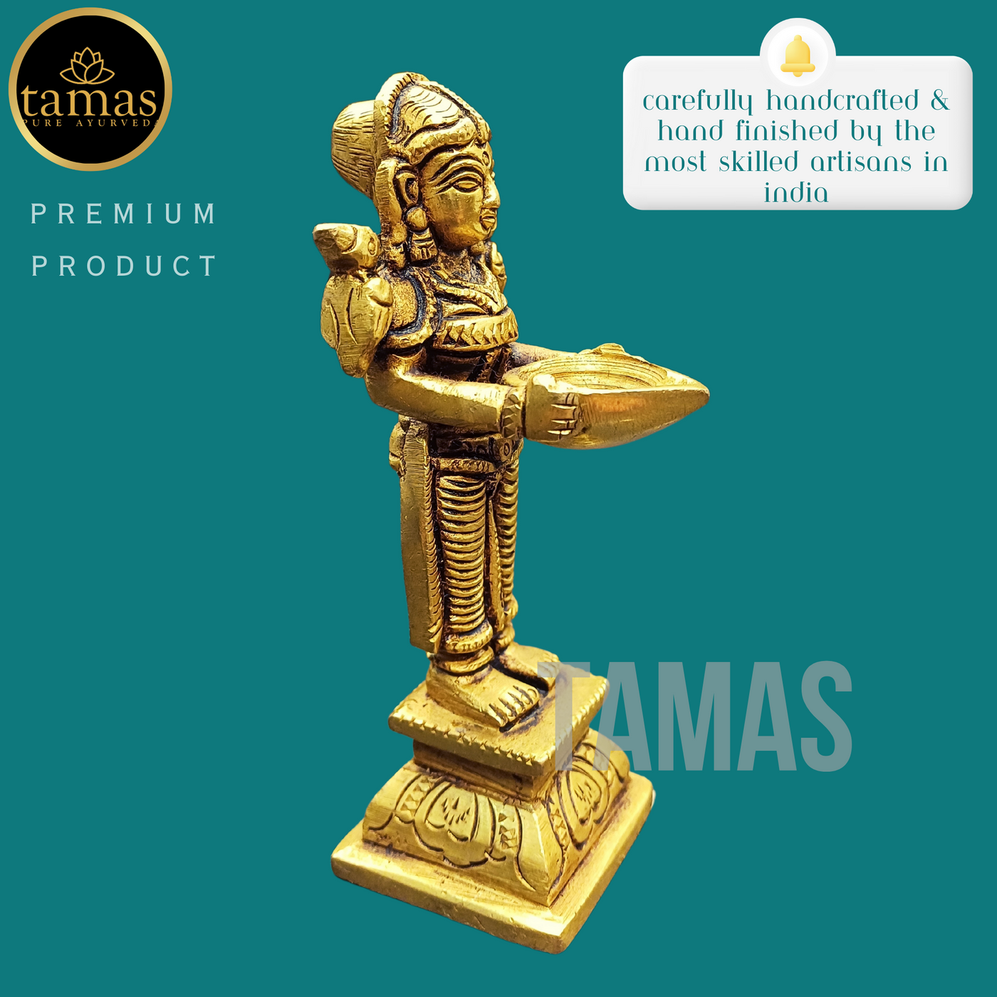Tamas Brass Lady Holding a Lamp Statue (4.3 Inch)