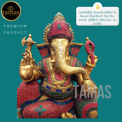 Tamas Brass Sofa Ganesha Statue (19 Inches)