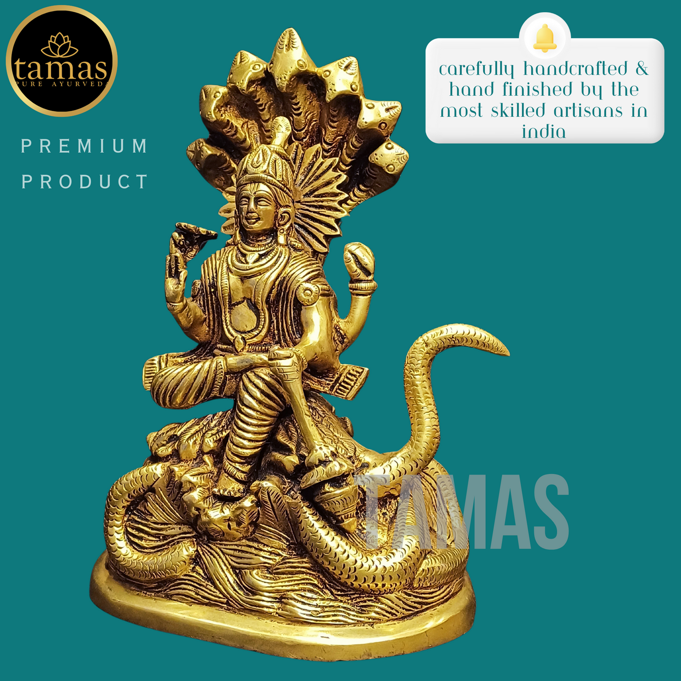 Tamas Brass Vishnu With Naag Statue (7.5 Inches)