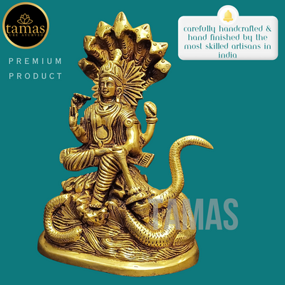 Tamas Brass Vishnu With Naag Statue (7.5 Inches)