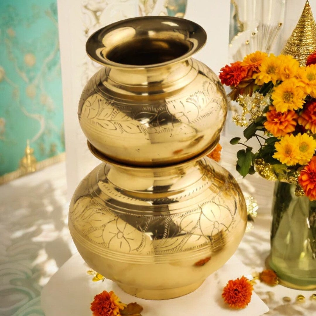 Brass Pooja Kalash (Golden) - Tamas: Luxury Indian Gifts