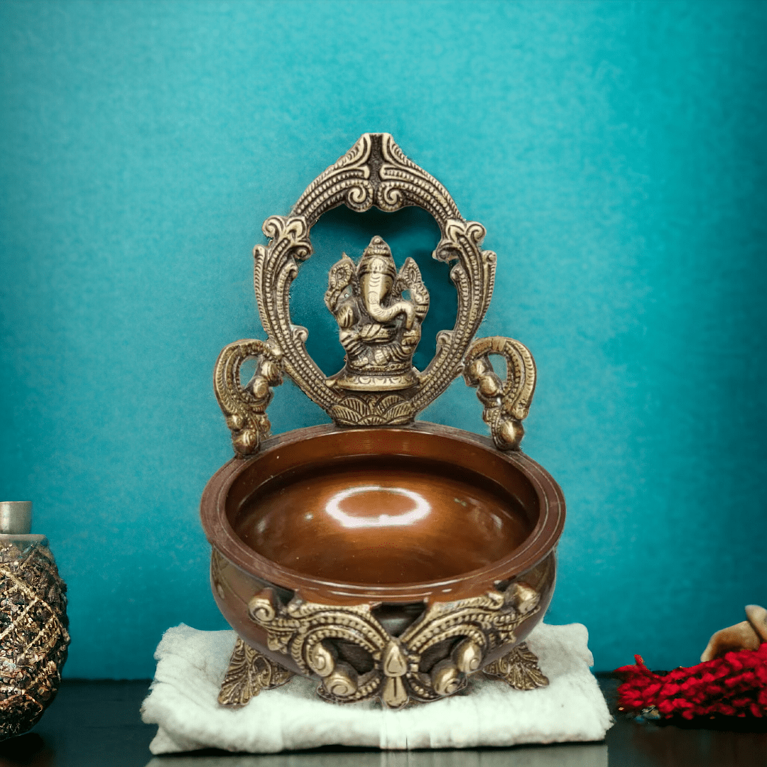 Brass Ganesha Design Brass Decor Urli Bowl