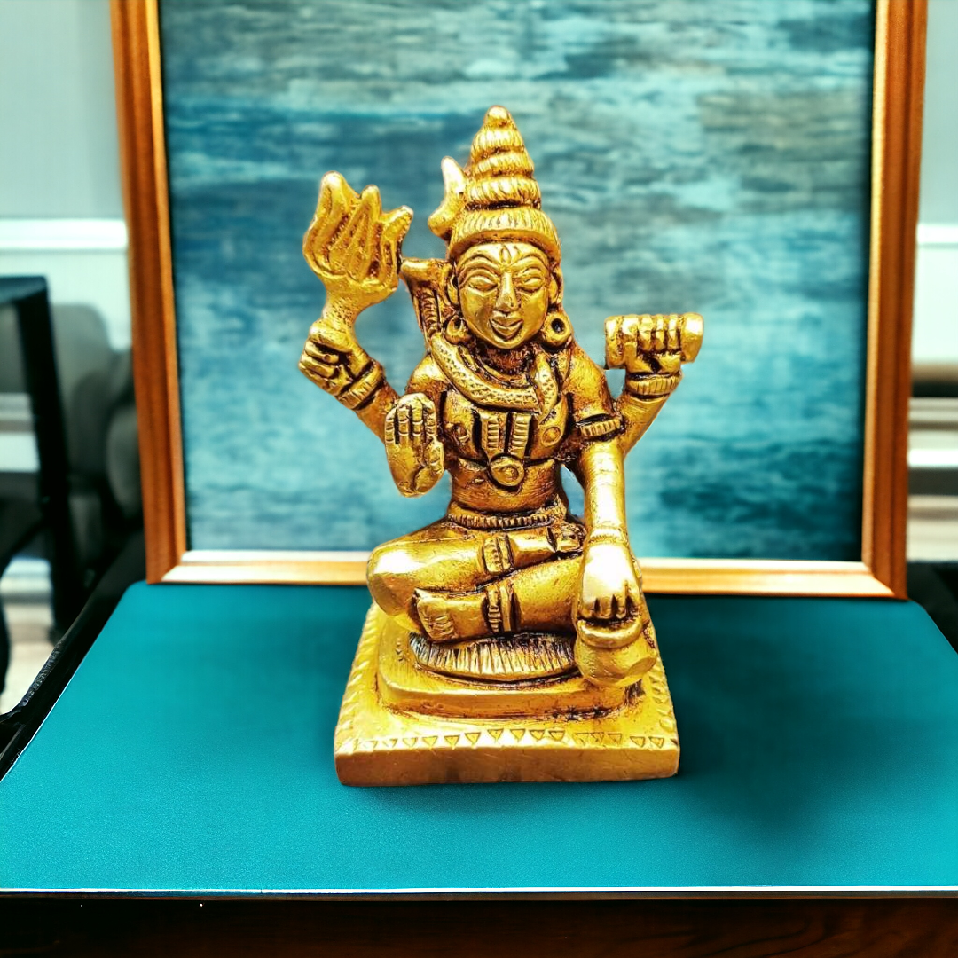 Tamas Brass Small Lord Shiva Statue (3 Inch)| Free Luxury Gift Box