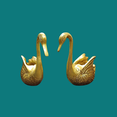 Tamas Brass Swan Home Interior Decor Item Statue/Idol (Golden) (5 Inches)