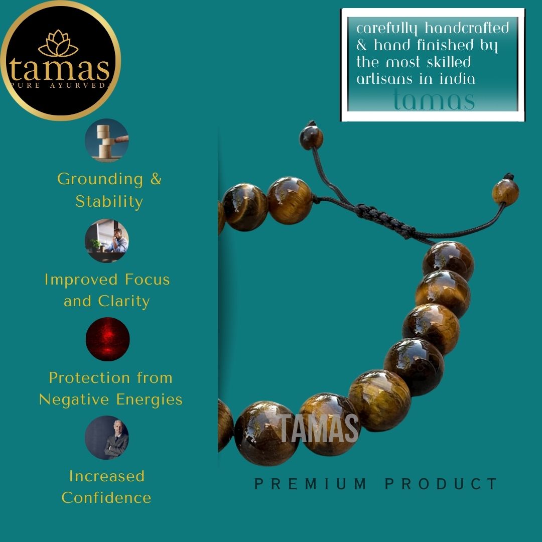 Tamas Tiger Eye B Pull Healing Crystal Gemstone Adjustable Bracelet