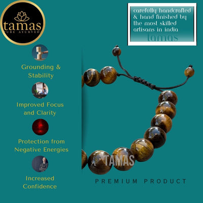 Tamas Tiger Eye B Pull Healing Crystal Gemstone Adjustable Bracelet