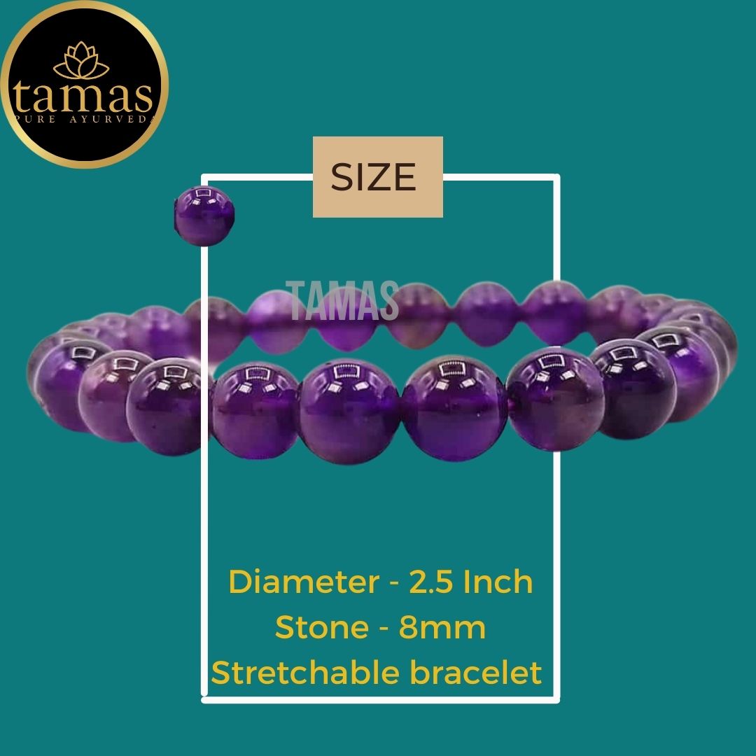 Tamas Amethyst Healing Crystal Gemstone Stretchable Bracelet