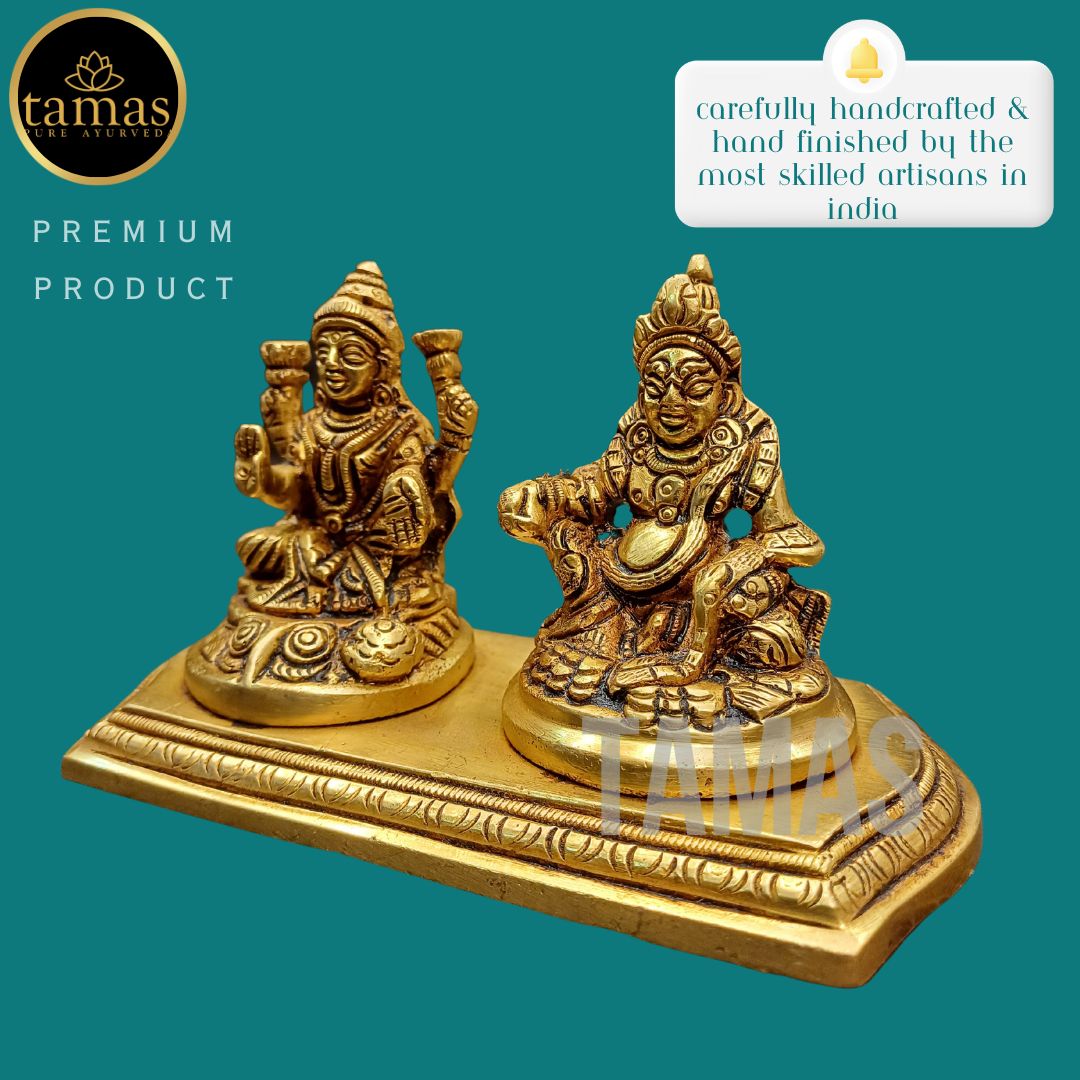 Brass Goddess Lakshmi and Lord Kuber Statue/Idol