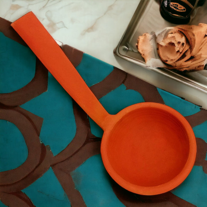 Tamas Handcrafted Terracotta Natural Clay Desi Tadka Pan (Brown)